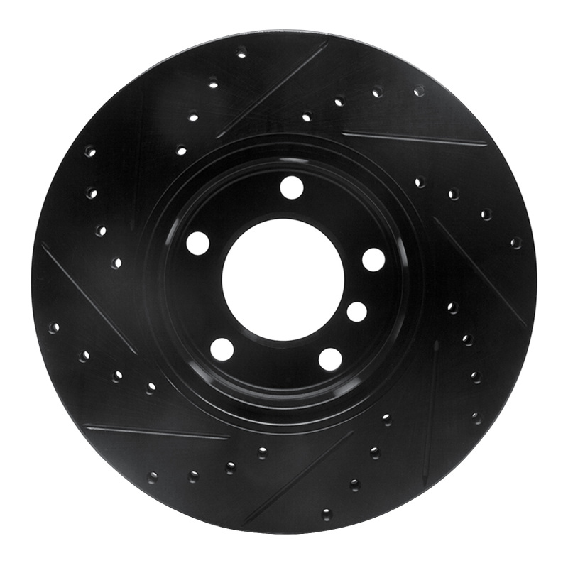 BMW 525I Brake Rotor (1) - Front Right - R1 Concepts - Drilled & Slotted - Black - `96-`03